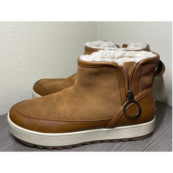 Koolaburra Ugg Chestnut Suede Leather Tynlee Zip Low Bootie Womens 11 Mens 9.5 - Picture 7 of 16
